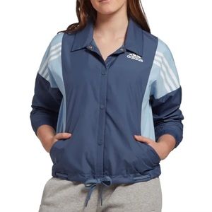 ADIDAS WOMEN'S 3-STRIPES ATHLETIC LIGHTWEIGHT JACKET TECH INK/GLOW BLUE